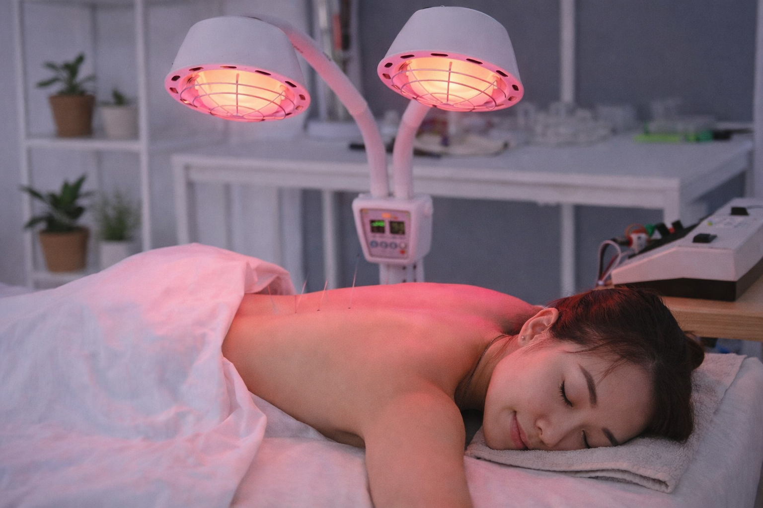 Heat lamp therapy at J.P. Hou Institute Orlando & Altamonte Springs